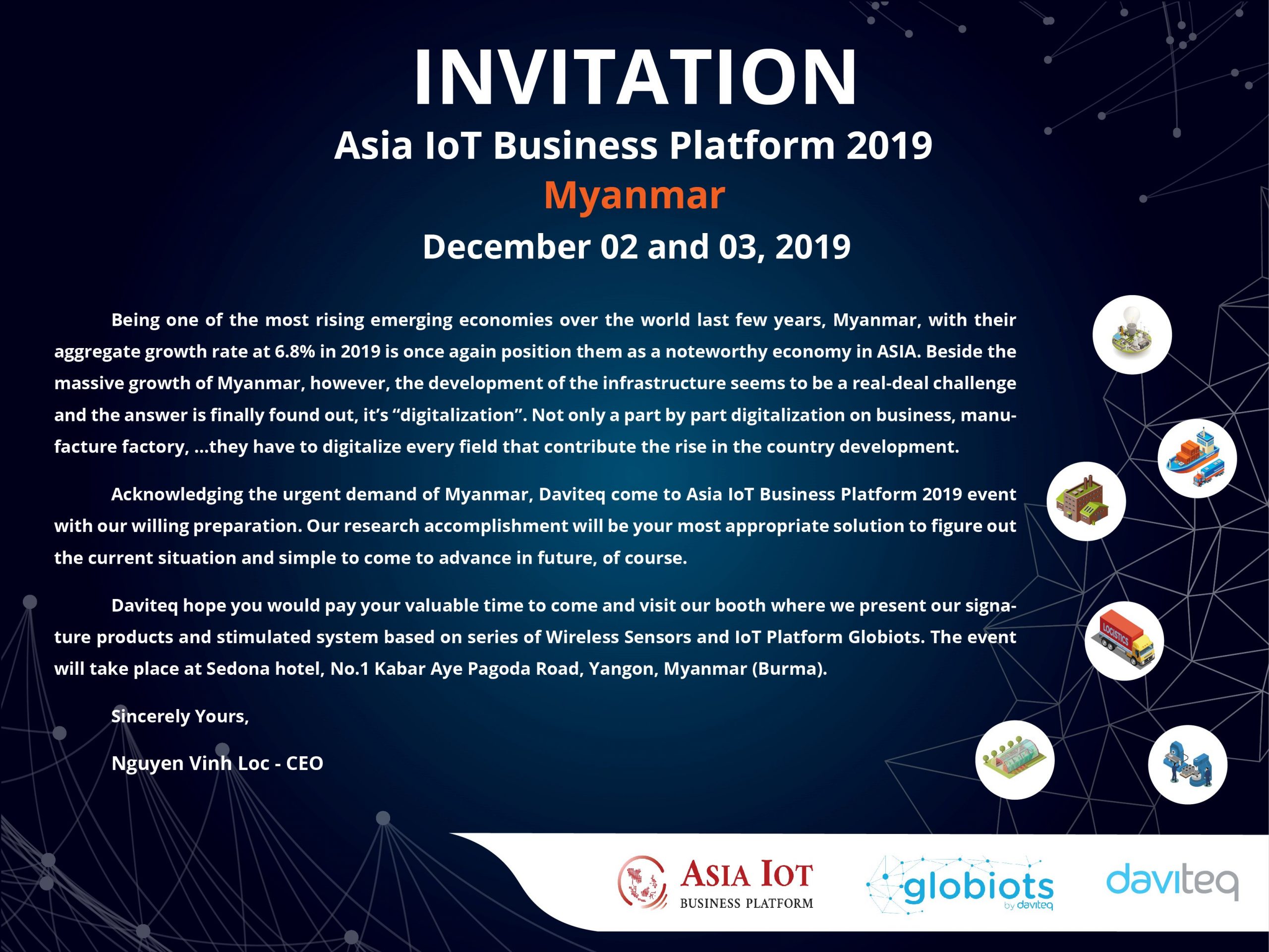 Thư mời tham quan sự kiện Asia IoT Business Platforms 2019, Myanmar