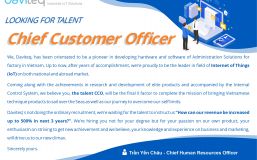 Dear “Talent Chief Customer Officer-CCO”. Are you ready to speed up beside Daviteq?